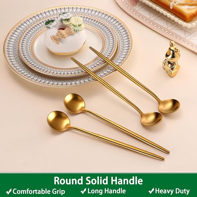 7.95 Inches Matte Gold Stainless Steel Iced Tea Spoons, Long Handle Ice - Image 5