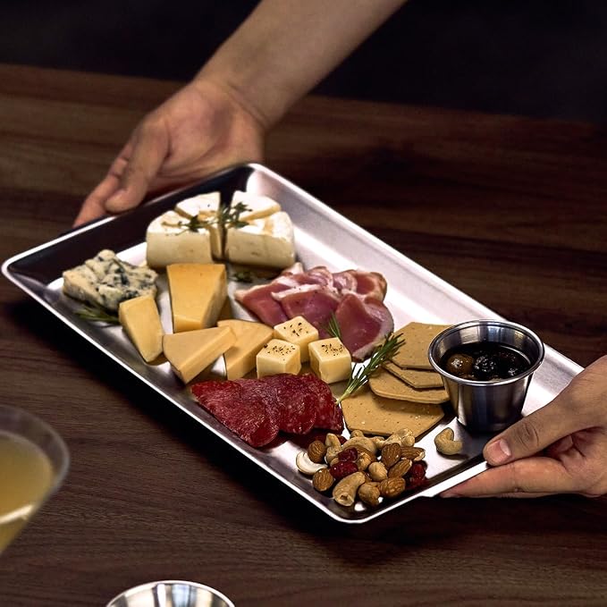 Wagensteiger SUS304 Stainless Steel Serving Platters, Rectangle Metal Dinner - Image 2