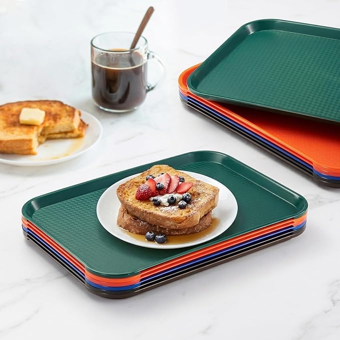 6 Pack Plastic Serving Trays, 12x16 Inch Red Cafeteria Lunch Trays | Red - Image 9