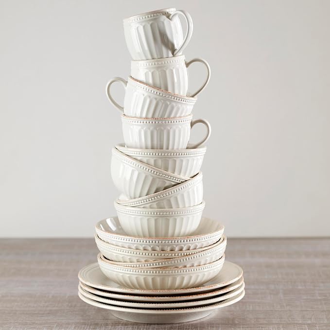 Lenox 891196 French Perle Groove White 12-Piece Pasta Bowl Dinnerware Set - Image 3