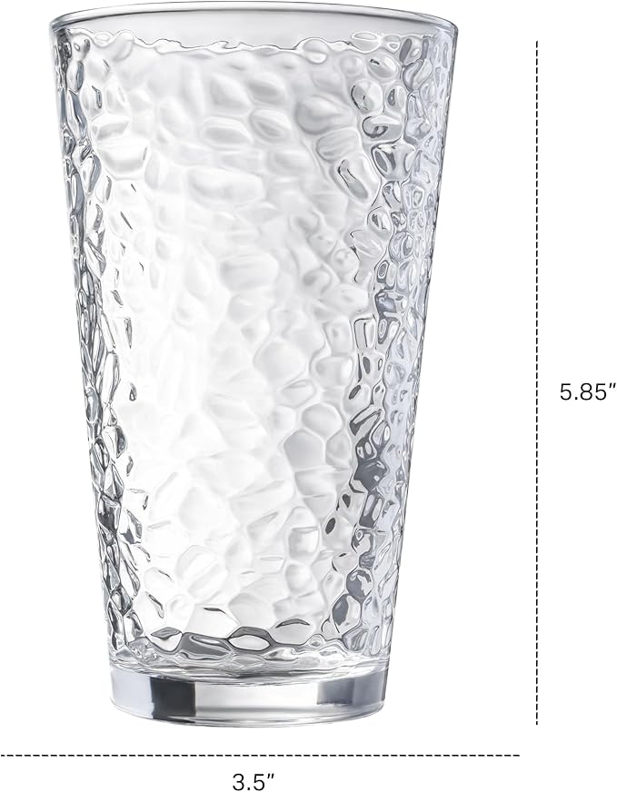 Le'raze Set of 10 Hammered Glass Cups, Dishwasher Safe, Freezer Safe, Non Slip - Image 7