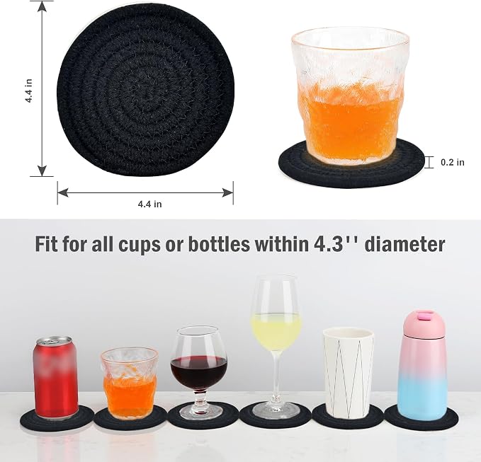 ABenkle Drink Coasters with Holder Set of 10, Cotton Woven Absorbent Coasters - Image 2