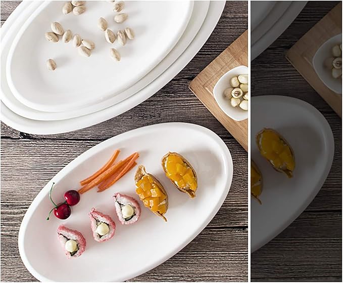Foraineam Set of 3 Sizes Porcelain Oval Serving Platters White Dinner Plates - Image 6