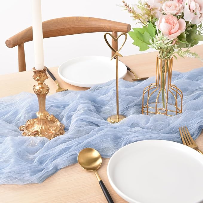 Blue Cheesecloth Table Runner Cheese Cloth Wedding Birthday Party Decor | 10Ft - Image 4