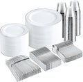 bUCLA 600pcs Silver Plastic Dinnerware Set by BUCLA