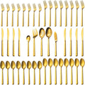 Alata Cube Gold 45-Piece Flatware Set, Forged Cutlery Set, Matte Gold by Alata
