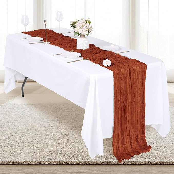12 Pack Terracotta Cheesecloth Table Runner 17x108 Inch Semi Sheer Boho Gauze - Image 4