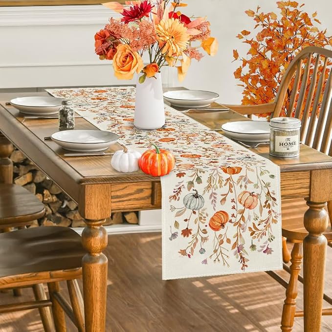 RABUSOFA Fall Table Runner 13x60 Inch Pumpkins Fall Decor - Image 3