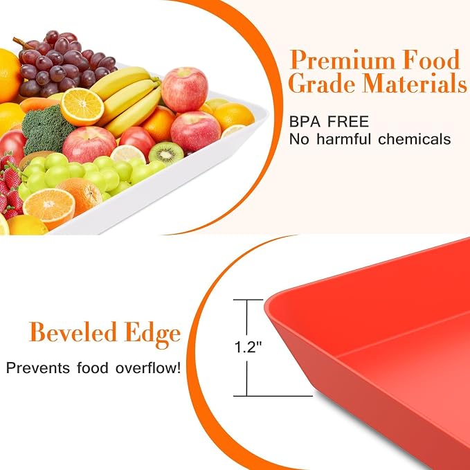 WOWBOX 4 pcs Serving Tray for Entertaining, Serving Platters for Snacks - Image 3