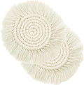 Boho Coasters Set of 2, Elegant Woven Cotton Drink Coasters, Handmade Macrame by Unknown