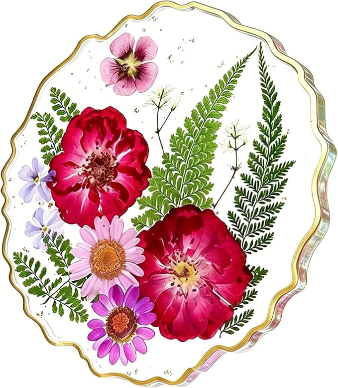 Dried Flower Coaster, Cute Acrylic Drink Cup Mat by Unknown