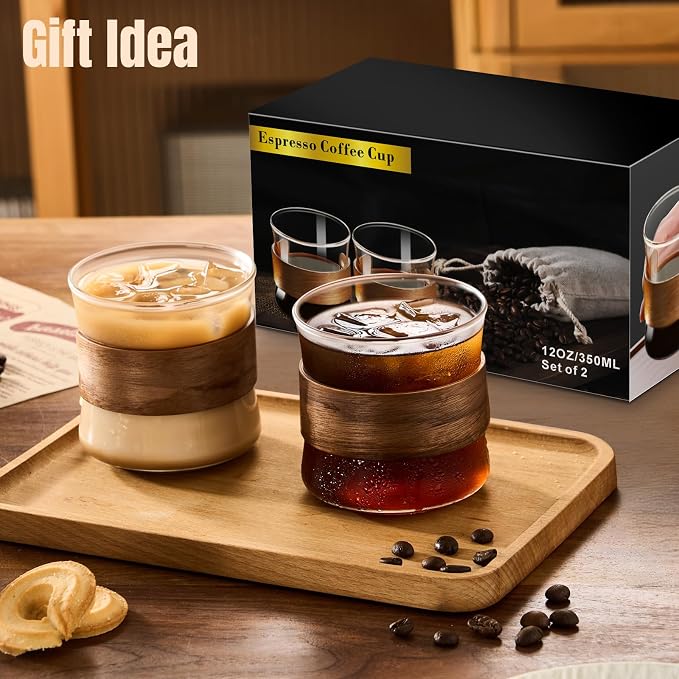 PARACITY Espresso Glasses Set of 2, 11.8 oz Clear Cups - Image 6