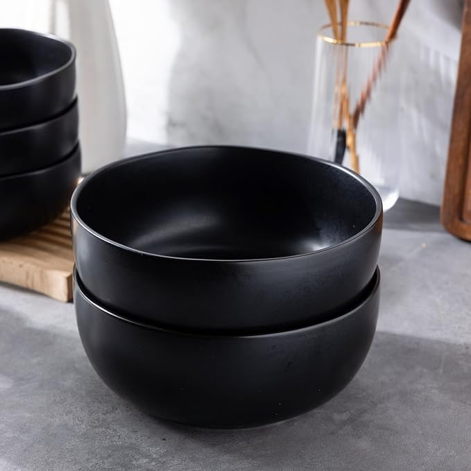AmorArc Stoneware Cereal Bowls for Kitchen, 28oz Large Ceramic Soup Bowls Set - Image 8
