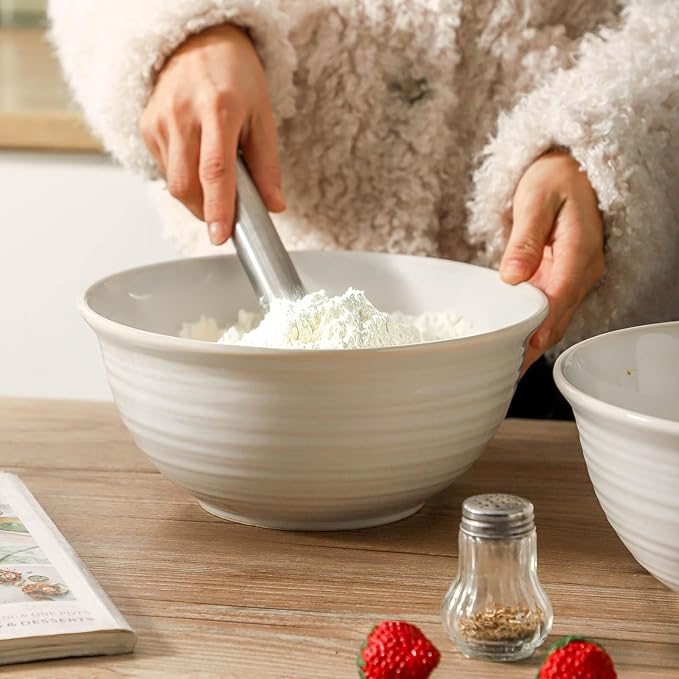 Serving Bowls Set of 2, 9 Inch Large Ceramic Mixing Bowls - Image 5