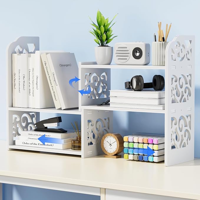 YGYQZ Adjustable Desktop Shelf Organizer, 3-Tier Expandable Desk Shelf - Image 9