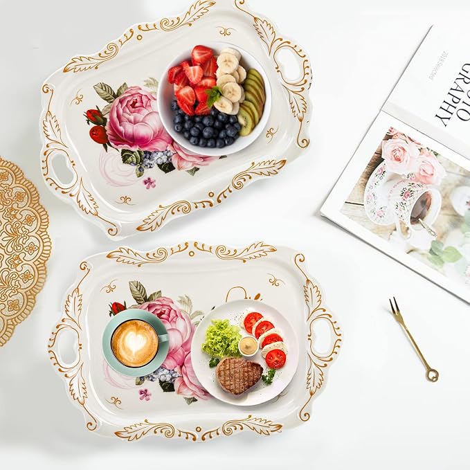 3-Pack Melamine Serving Tray, Stackable Food Tray - Image 6