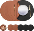 Myir JUN 15 Inches Round Placemats Set of 6 Faux Leather Place Mats | by MyirJUN
