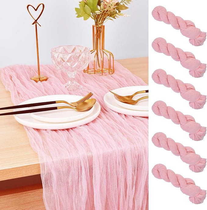Pink Cheesecloth Table Runner Cheese Cloth Wedding Birthday Party Decor | 10Ft by Joanlody