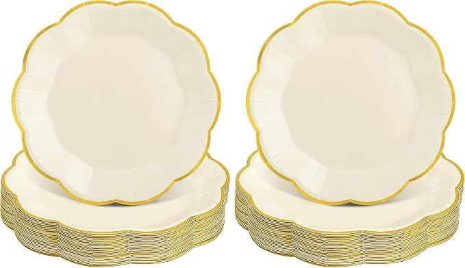 NatNarr 30 Pcs Cream Paper Plates, 7 Inch Ivory New Years Plates by NatNarr