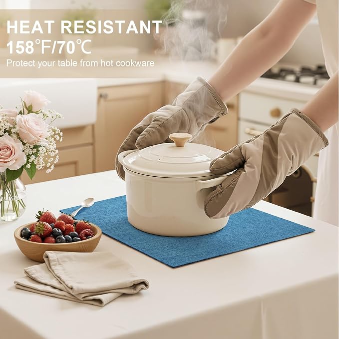 Faux Cotton Linen Placemats Set of 6, Cloth Washable Farmhouse Dining Table Mats - Image 3