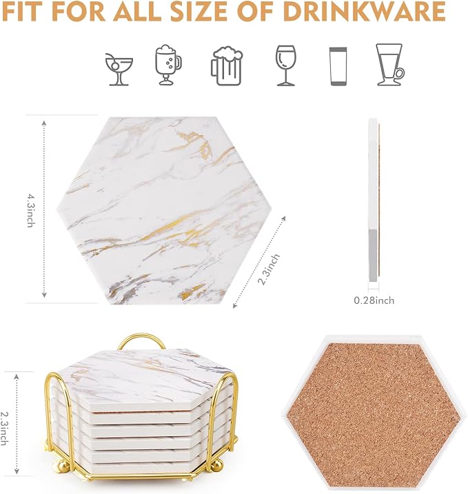 Marble Coasters for Drinks Absorbent - Image 4
