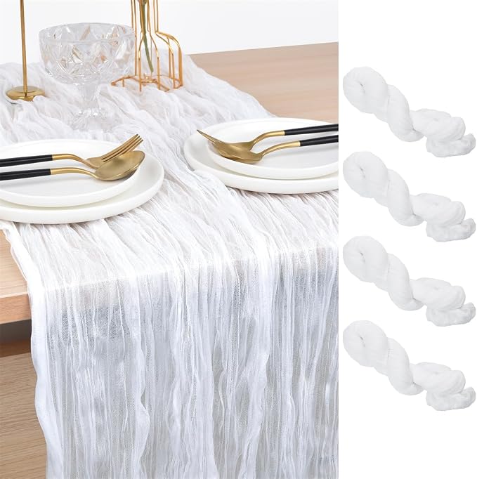 Ivory Cheesecloth Table Runner Cheese Cloth Wedding Birthday Party Decor | 10Ft by Joanlody