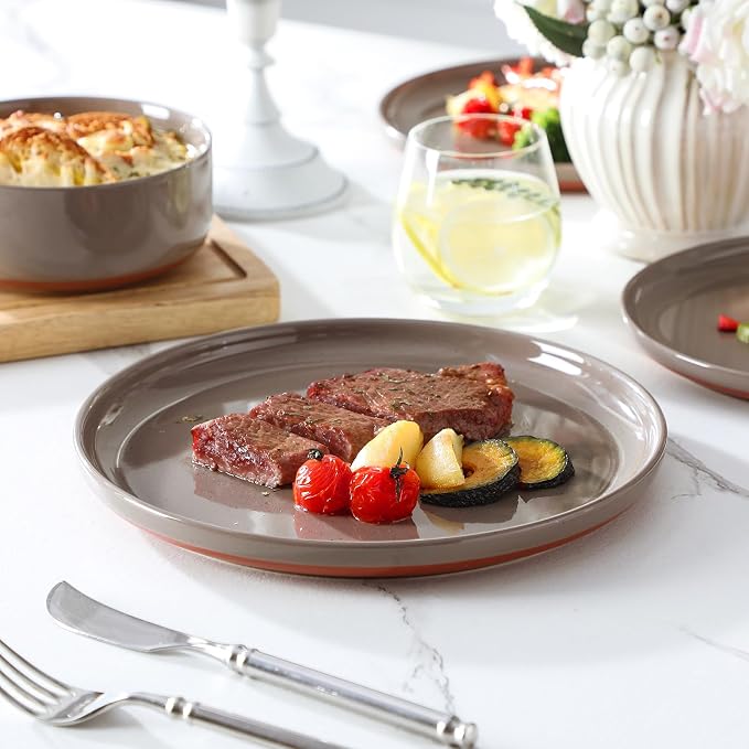 MALACASA Plates and Bowls Sets, 12 Pieces Modern Stoneware Dinnerware Set - Image 8