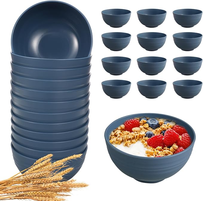 HEYCOME 12 Pcs Unbreakable Cereal Bowls Set, 26 Oz Wheat Straw Bowls Set by StayHealthyStayHappy