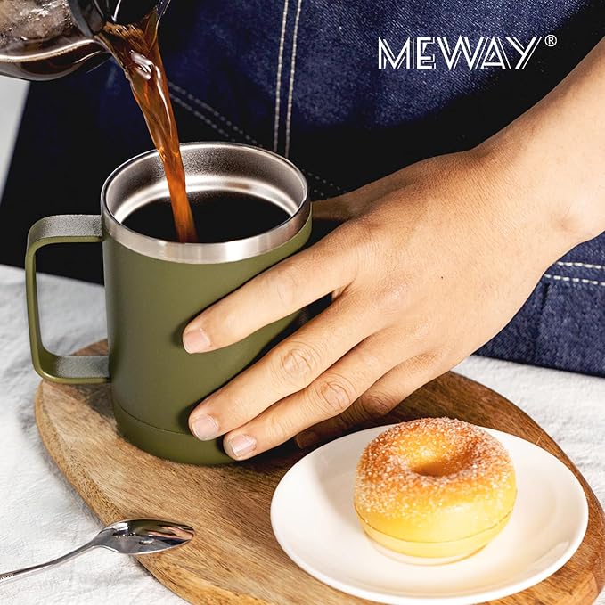MEWAY 12oz Coffee Mug With Handle 4 Pack Bulk, Stainless Steel Insulated Travel - Image 6