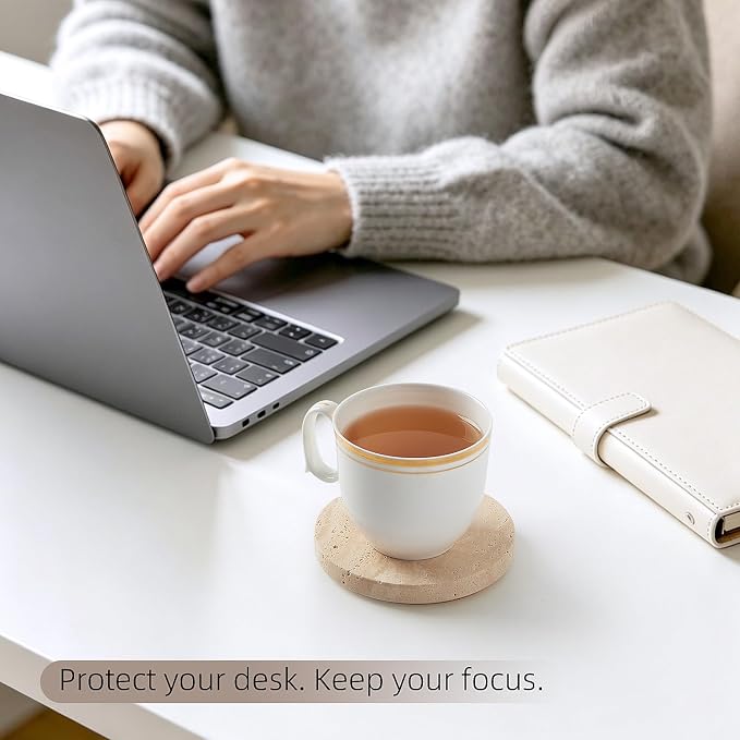 Natural Marble Coaster Set of 4.Round Drinks Coasters, Non-Ceramic/Non-Resin | - Image 5