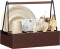 PTSTING Silverware Caddy with Handle Acacia Wood, Paper Plate Dispenser | by PTSTING
