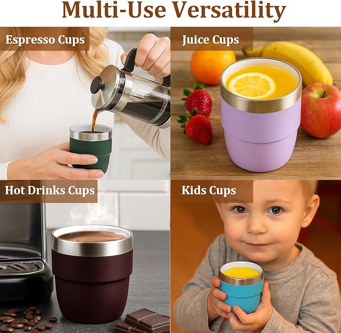 Zenbo 4 oz Espresso/Coffee Cups, Ceramic-Lined Double Wall Vacuum Insulated - Image 7