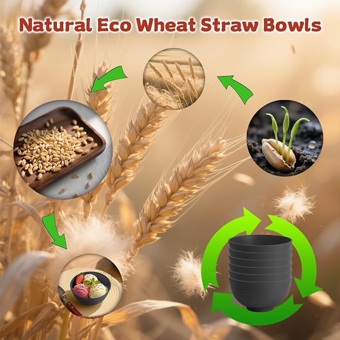 Handy Wheat Straw Bowls Set of 6, Unbreakable Ice-Cream Bowls Sets - Image 6
