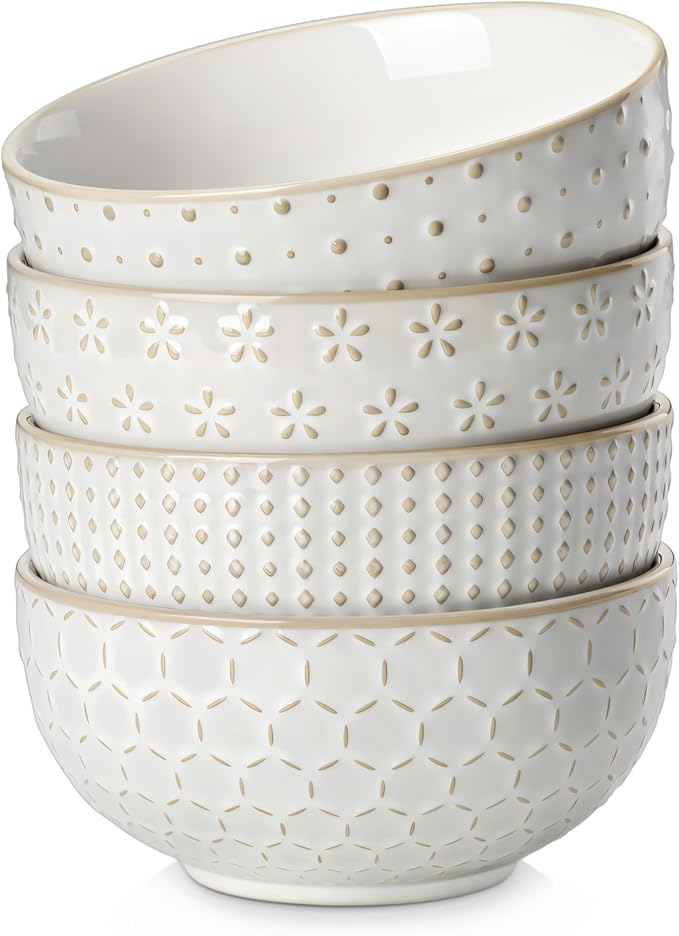 MALACASA Cereal Bowls, 30 Ounce Ceramic Soup Bowl by MALACASA