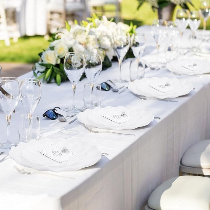 LIYH 50 Pcs White Scalloped Plastic Plates Reusable - Image 5