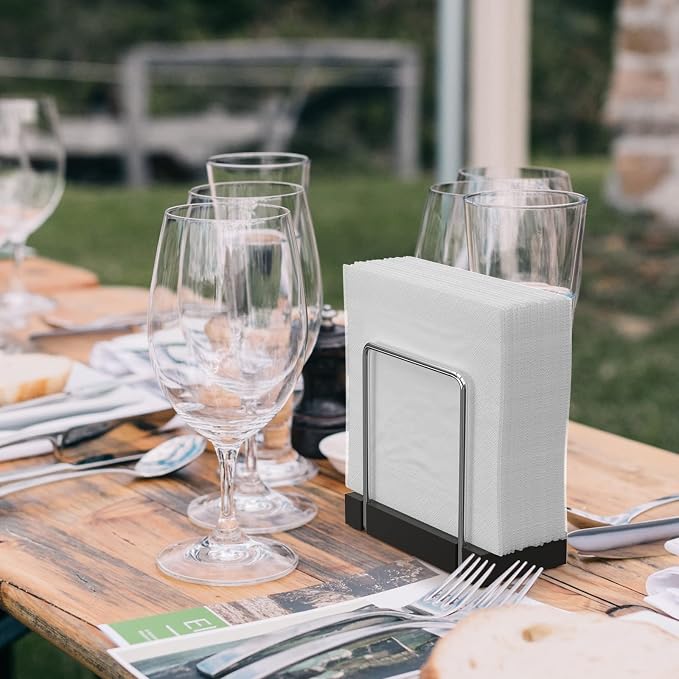 Wican Napkin Holder for Table, Bamboo Iron Standing Napkin Dispenser | Kitchen - Image 3