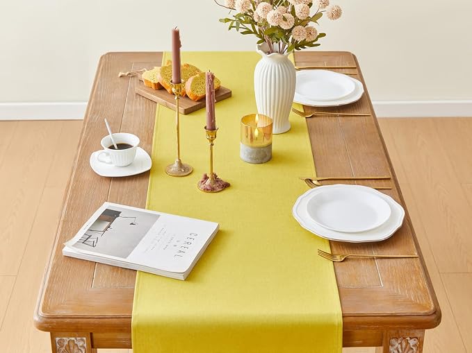 YATOJUZI Yellow Table Runner Seasonal Spring Summer Kitchen Dining Coffee Table - Image 2