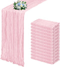 12 Pack Light Pink Cheesecloth Table Runner 17x108 Inch Semi Sheer Boho Gauze by Unknown