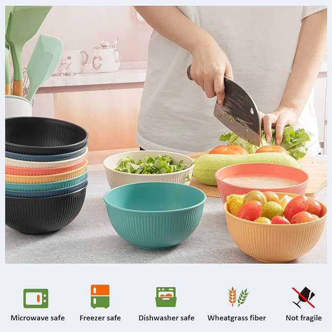 12-Pack of 24 oz Unbreakable Cereal Bowls, Reusable Plastic Lightweight Bowls - Image 3