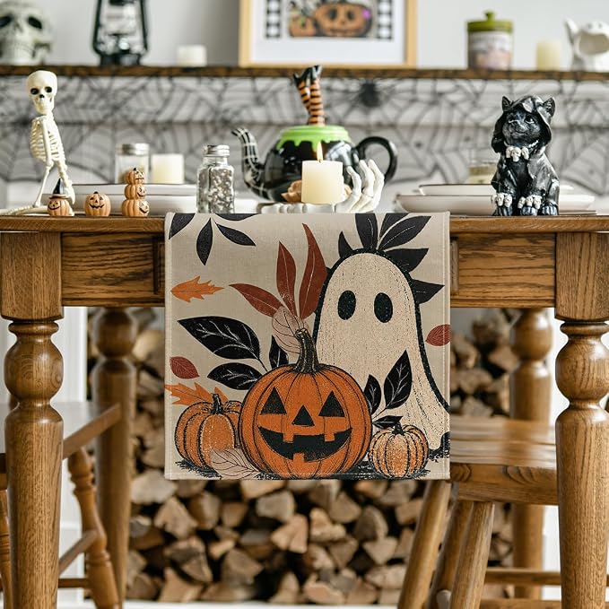 Artoid Mode 210 GSM Halloween Table Runner 13x48 Inch Home Party Decor | Leaves - Image 2