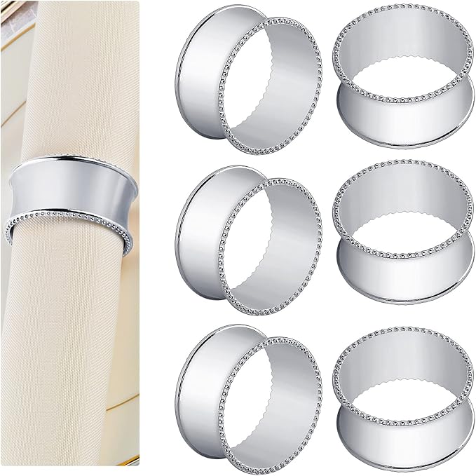 6 Pcs Stainless Steel Bead Side Napkin Rings by frjjthchy