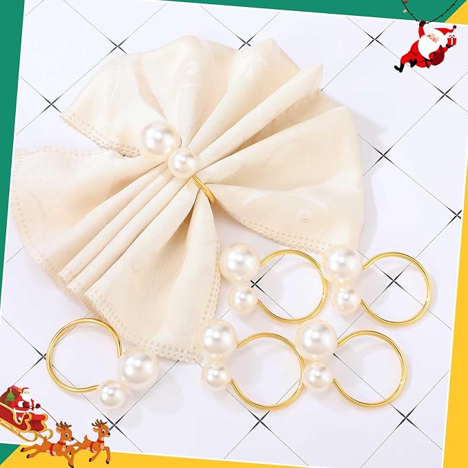 Sliner 36 Pcs Pearl Napkin Rings - Image 3