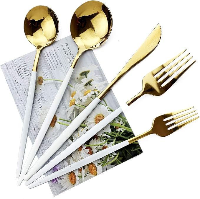 JASHII 20-Piece Stainless Steel Satin Finish Flatware Set, Mirror Polished - Image 4