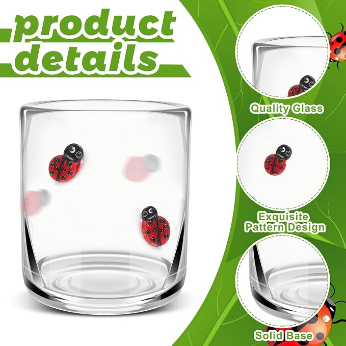 SiliFine 2 Pcs Ladybug Icon Juice Glasses - 14oz Cute Ladybug Stemless Wine - Image 3