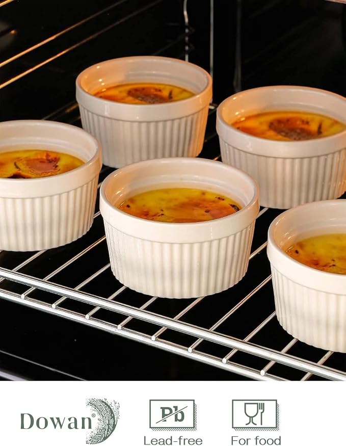 DOWAN Ramekins 10 oz Oven Safe for Creme Brulee, Porcelain Souffle Dishes - Image 3