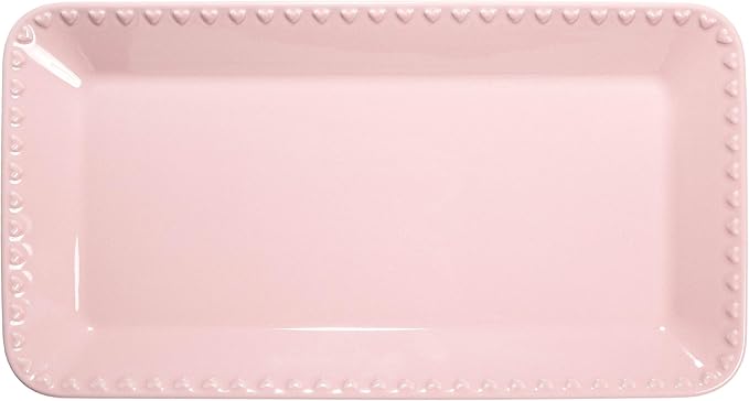 Paris Hilton Rectangle Ceramic Stoneware Serving Platter Tray, Embossed Hearts by TheWorldofParisHilton