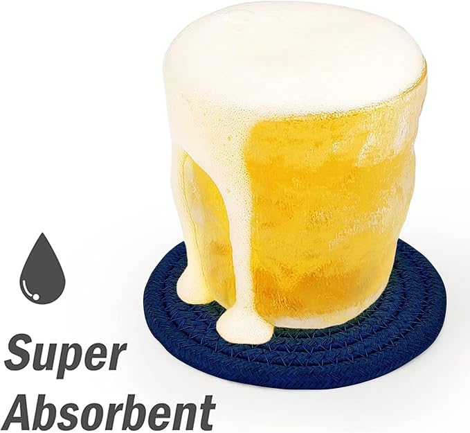 ABenkle Drink Coasters with Holder Set of 10, Cotton Woven Absorbent Coasters - Image 3