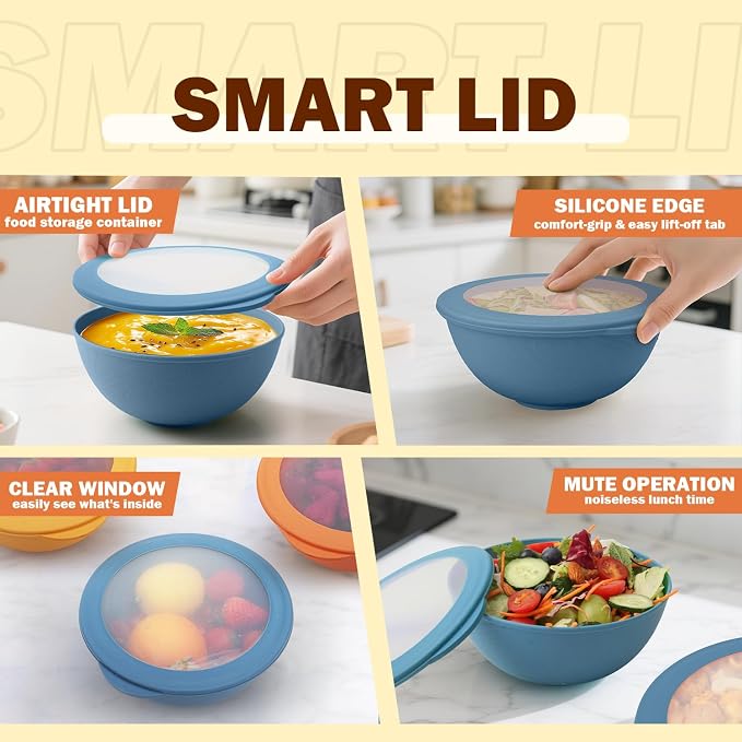 40 OZ Bowls Set of 4, Unbreakable Lightweight Bowls Set - Image 4