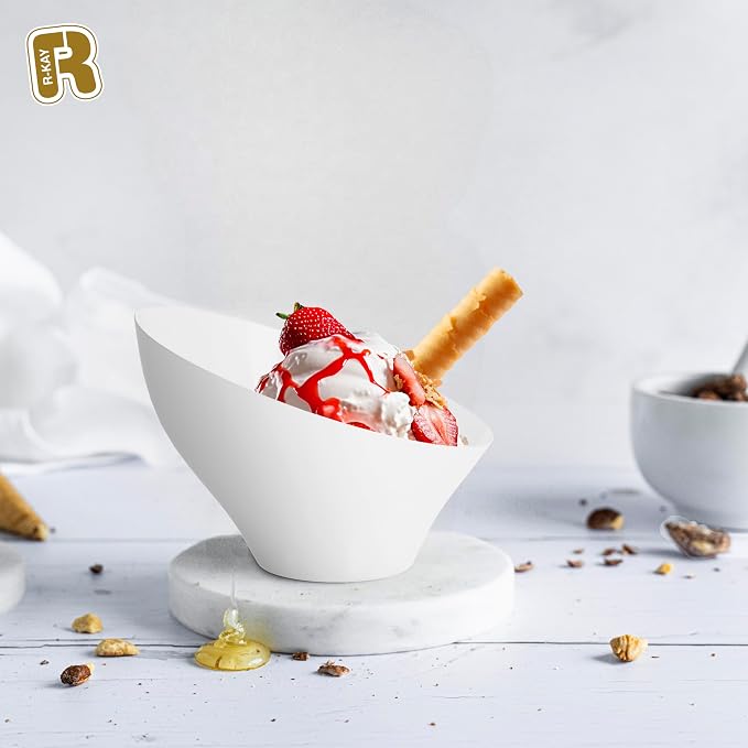 R-kay 6 Pack Angled White Serving Bowls - Image 2