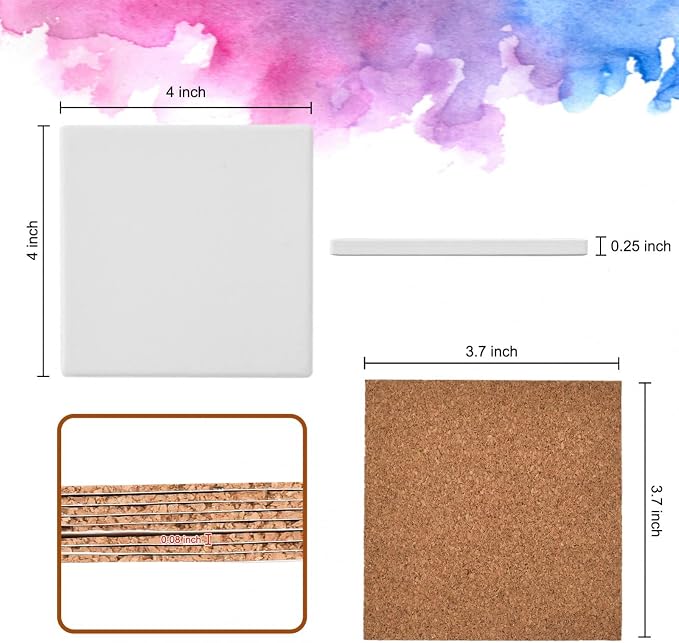 24 Pcs Ceramic Tiles for Crafts Ceramic Coasters for Crafts Blank White - Image 3